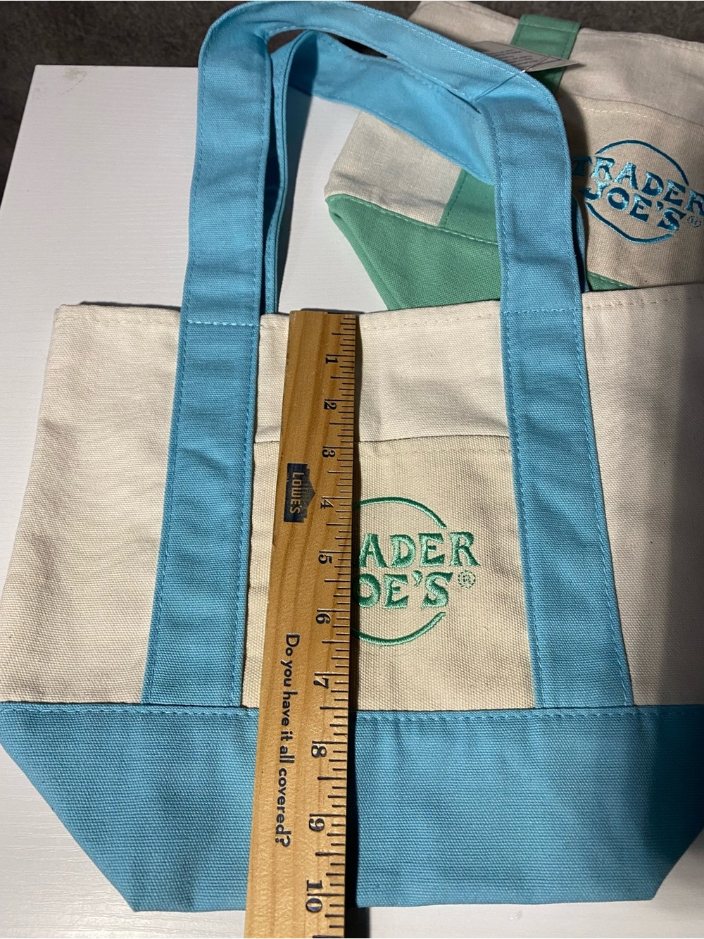 Trader Joe’s Mini Pastel Canvas Tote - Aqua and Mint - Picture 6 of 8